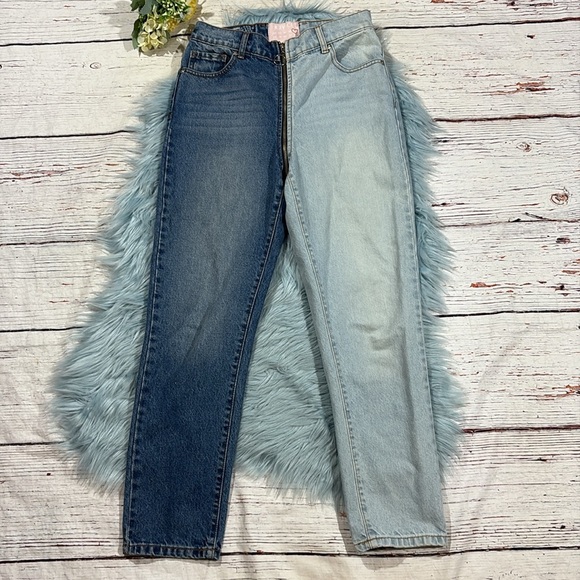 Revice Yin‎ Yang Crop Jeans Two Toned Front to Back Zipper Pants - Picture 2 of 8